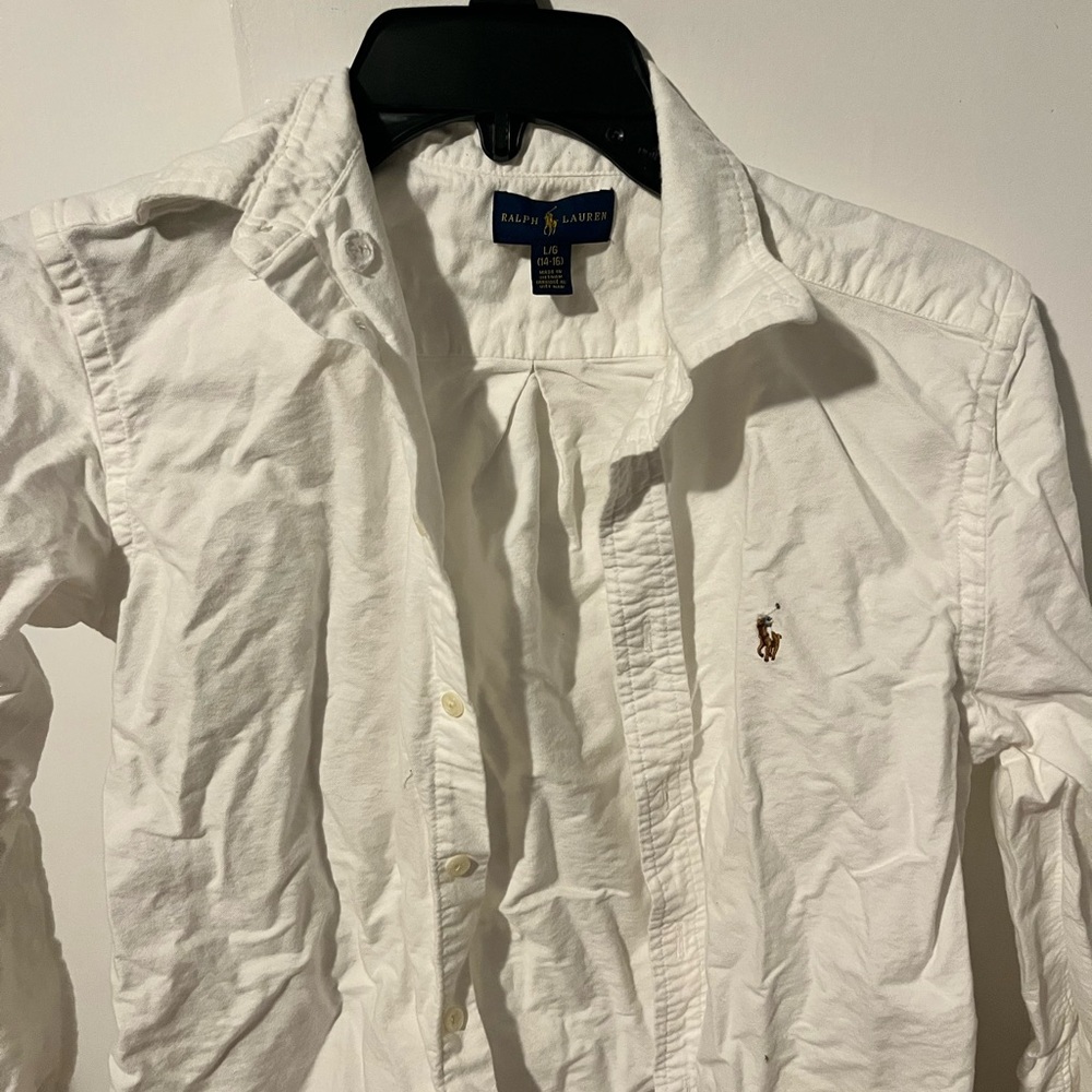 Ralph Lauren Classic White Shirt youth size Large 14-16. Button down.